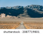 Desert landscape with mountains, on US Route 50 in western Utah