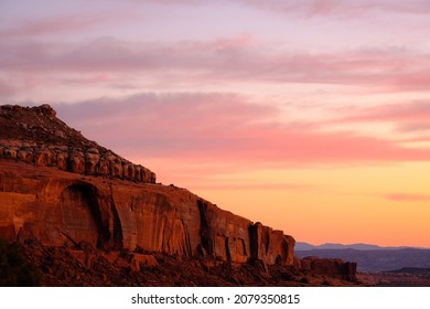 Desert landscape sandstone rocks in Moab, Utah