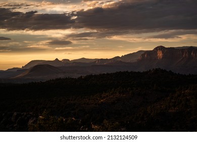 A Desert Landscape In The Southwestern United States At Sunset