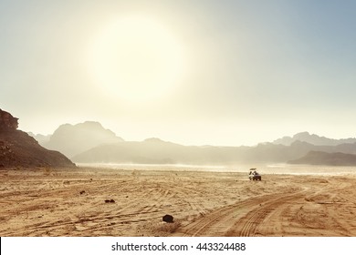 
Desert Landscape of Wadi Rum in Jordan with a tourist car. - Powered by Shutterstock