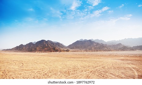 Desert Mountains Against Blue Sky. Landscape. Egypt