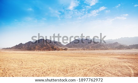 Desert mountains against blue sky. Landscape. Egypt