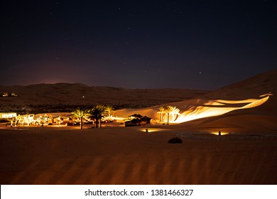 Desert at night with blue sky