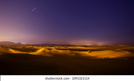 Desert at night in Dubai Abu Dhabi High way