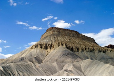 Desert Plateau With Bright Blue Sky