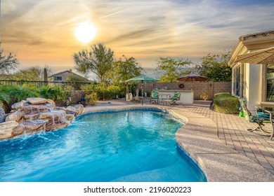 a desert pool at sunset  - Powered by Shutterstock