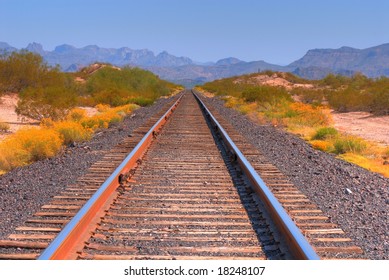 Desert railroad tracks in the Arizona desert - Powered by Shutterstock