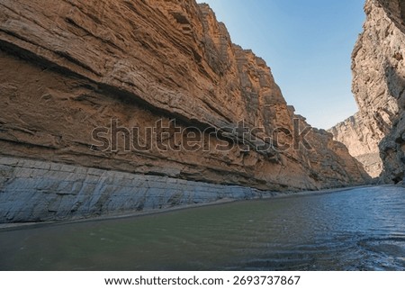 Desert River Cutting Through the Layers of Rock in Santa Elena Canyon in Big Bend National Park in Texas