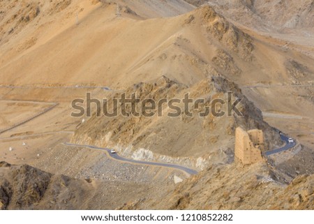 desert road and ancient fort ruins