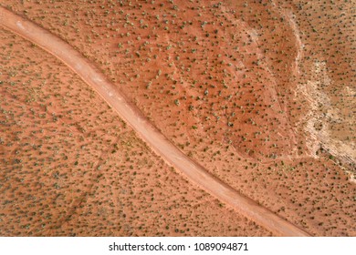 Desert Road In Moab Area, Utah - Aerial View