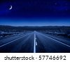 blue night road
