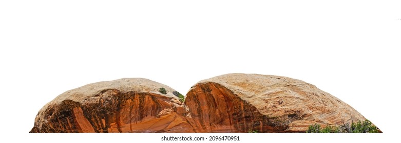 Desert Rock Isolated On White Background. Landscape.