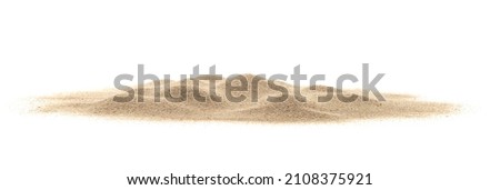Desert sand dune isolated on white background and texture. Heap of dry beach sand on white background