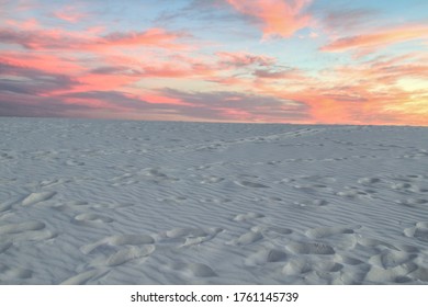Desert Sand Dune Sunset. Sunset over the gypsum dunes at the White Sands of New Mexico