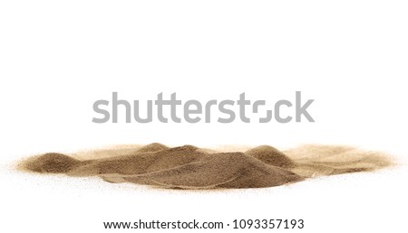 Desert sand isolated on white background and texture, with clipping path