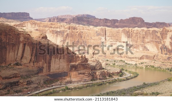 Desert sand landscapes in the Moab Sand flats\
4v4 offroad vehicle area in Utah,\
USA.