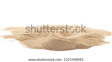 Desert sand pile, dune isolated on white background and texture, with clipping path