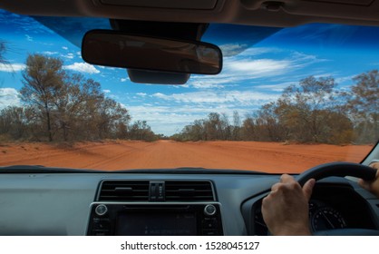 desert sand road - view from inside the car