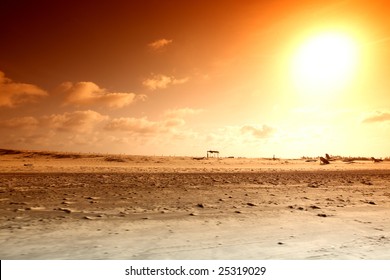 Desert Sand Under Blue Sunny Sky