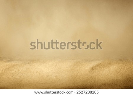 Desert with a sandy background. Dramatic smoke or dust effect. Mockup. Copy Space. Wallpaper or Halloween background