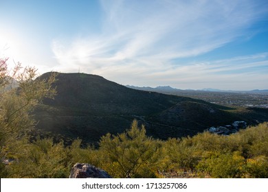 Desert Scenic Outlook At Sunset.