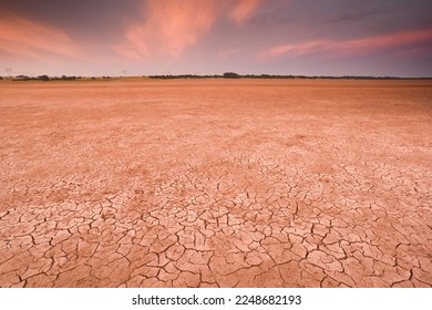 Desert soil in a dry lagoon, La Pampa province, Patagonia, Argentina. - Shutterstock ID 2248682193