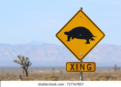 Desert Tortoise Crossing Sign, Mojave Desert, California