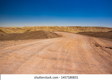 Desert Trail Country Side Off Road Location With Sand Valley Around And Mountain Background In Middle East Hot Natural Environment 