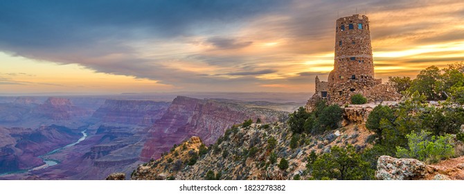 Desert View Watchtower at the Grand Canyon, Arizona, USA.