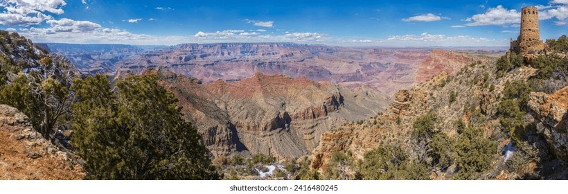 Desert View Watchtower  located on the South Rim of the Grand Canyon within Grand Canyon National Park in Arizona, United States.