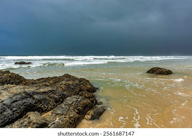 Deserted beach in Serra Grande on the southern coast of Bahia on a rainy day - Powered by Shutterstock