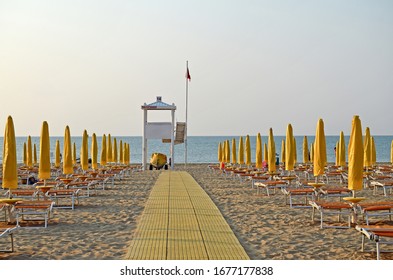 Deserted, Emptied Beach. Lido Di Jesolo Italy