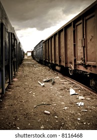 Deserted and empty trainyard