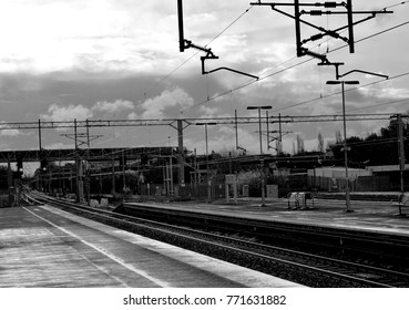 A Deserted Platform  At Birmingham International  Railway Station In The UK On The West Coast Main Line.