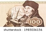 Desiderius Erasmus, Portrait from Netherlands100 Gulden1953 Banknotes. Catholic priest, he was an important figure in classical scholarship who wrote in a pure Latin style. 