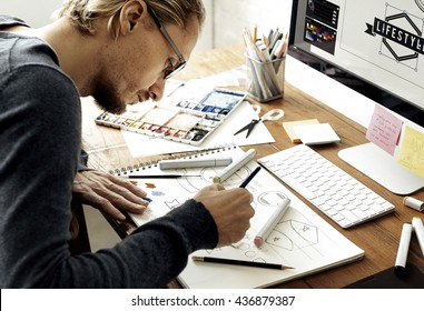 Design Artist Coloring Man Work Concept - Shutterstock ID 436879387