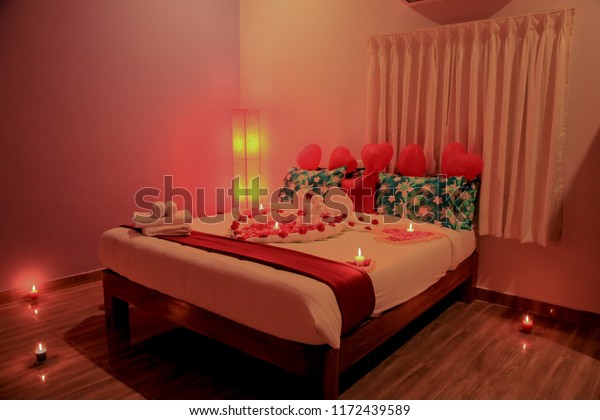 Design Bed Room Candles Flowers Dark Stock Image Download Now