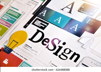 Design concept for graphic designers and design agencies services. Concept for web banners, internet marketing, printed material, presentation templates. - Shutterstock ID 626488088