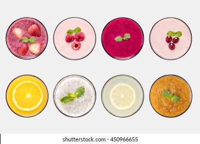 Design concept of mockup fruit smoothie and fruit juice set isolated on white background. Clipping Path included on white background.