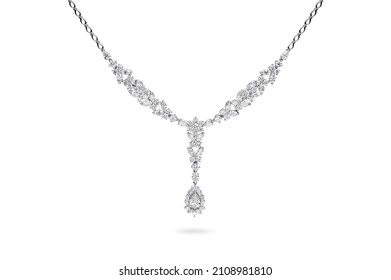 Design diamond necklace isolated on white background.