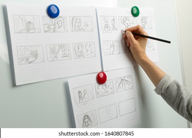 Design drawings of storyboards for animated cartoons. - Shutterstock ID 1640807845