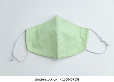 Design Of Face Mask Handmade Sewing From Fashion Fabric Cotton Cloth On White Background