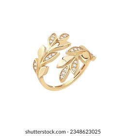 Design gold diamond ring isolated. Precious jewel