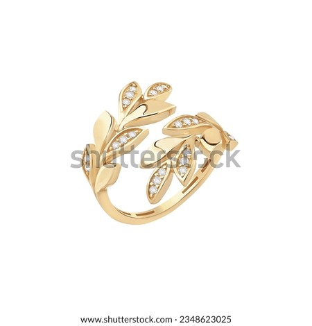 Design gold diamond ring isolated. Precious jewel