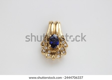 Design of jewelry, brooch, ring, and necklace made of sapphire Stock photo © 