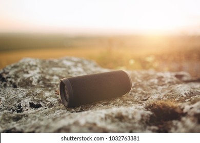 Ð¡reative Design Portable Wireless Bluetooth Speaker For Music Listening On Sunset.