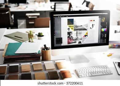 Design Studio Creativity Ideas Wood Palette Decoration Concept - Shutterstock ID 372200611