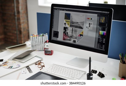 Design Studio Creativity Ideas Wood Palette Decoration Concept - Shutterstock ID 384490126