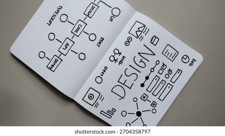 Design system wireframe. Sketch, prototype, framework, layout future app design project.