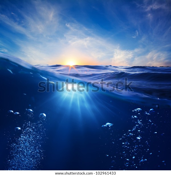Design Template Underwater Part Sunset Skylight Stock Photo 102961433 ...